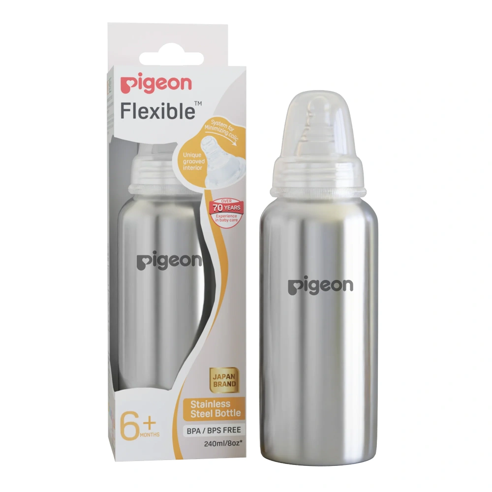 Slim Neck steel bottle 240ml Y size with plastic hood & cap (natural)